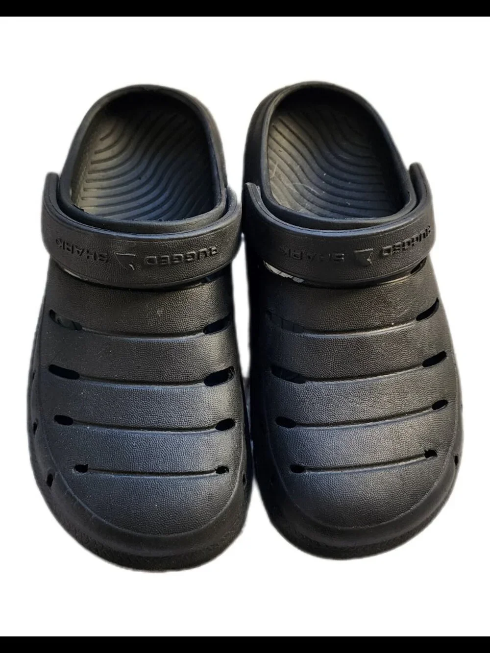 Rugged Shark Black Molded Foam Clogs Slip On Comfort Mules